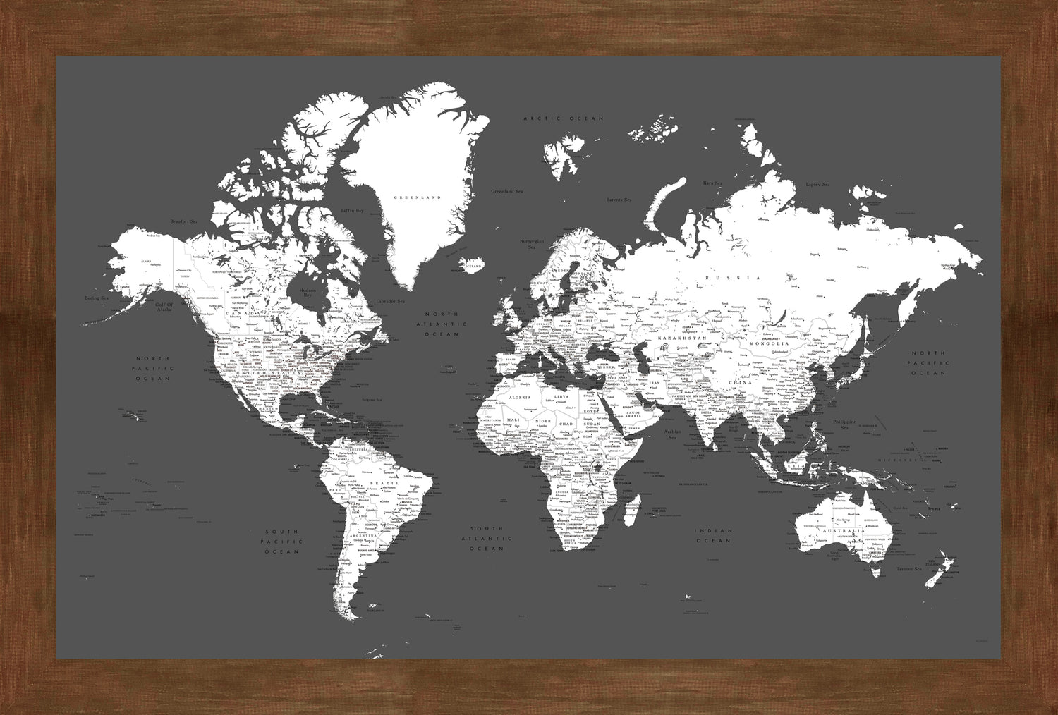 Large Framed Magnetic Travel Map