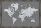 Framed Magnetic Travel Map Large - Dark Grey Scale