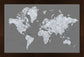Framed Magnetic Travel Map Large - Dark Grey Scale