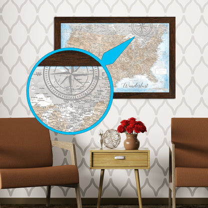 Personalized USA Magnetic Travel Maps LARGE - 37"x 25"