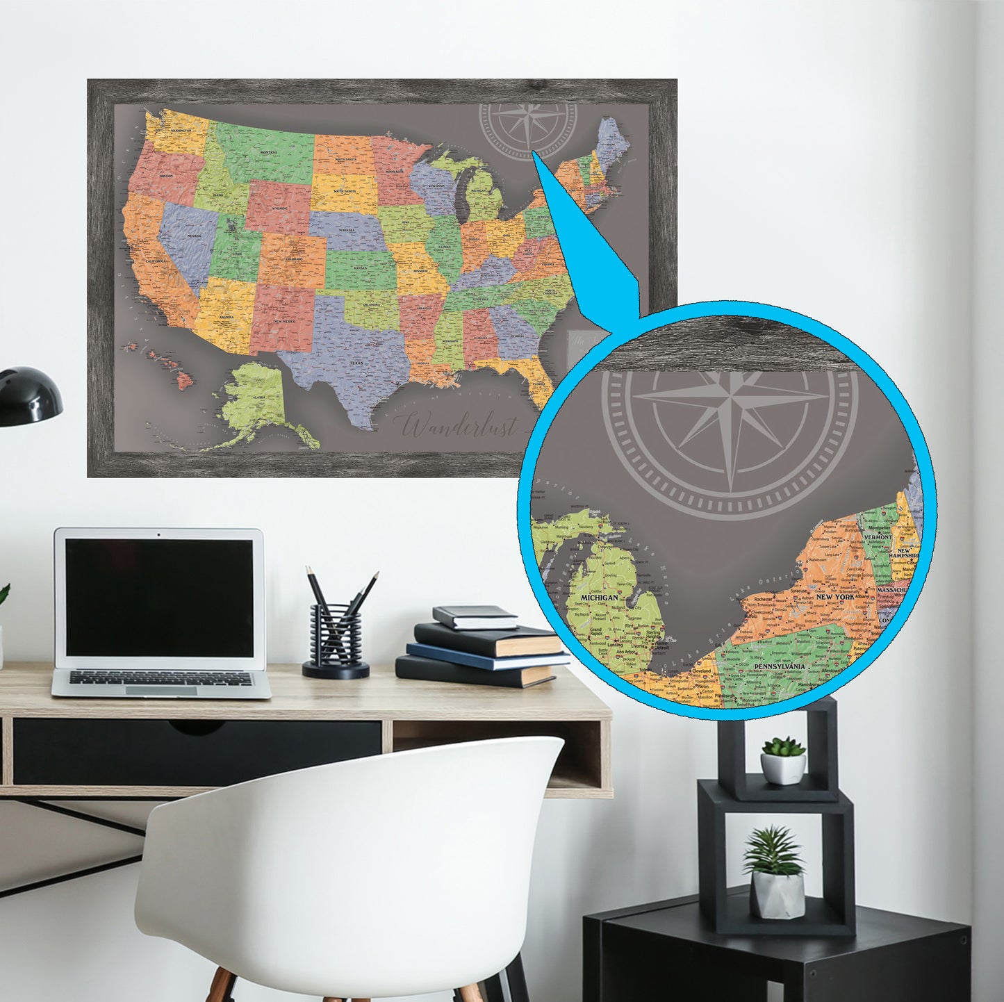 Personalized USA Magnetic Travel Maps LARGE - 37"x 25"