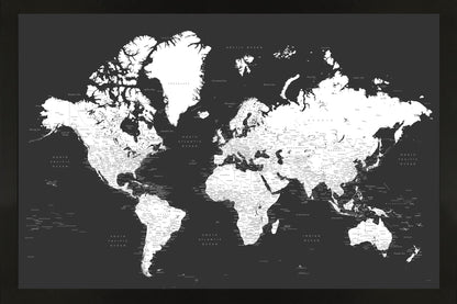 Framed Magnetic Travel Map - Modern Black