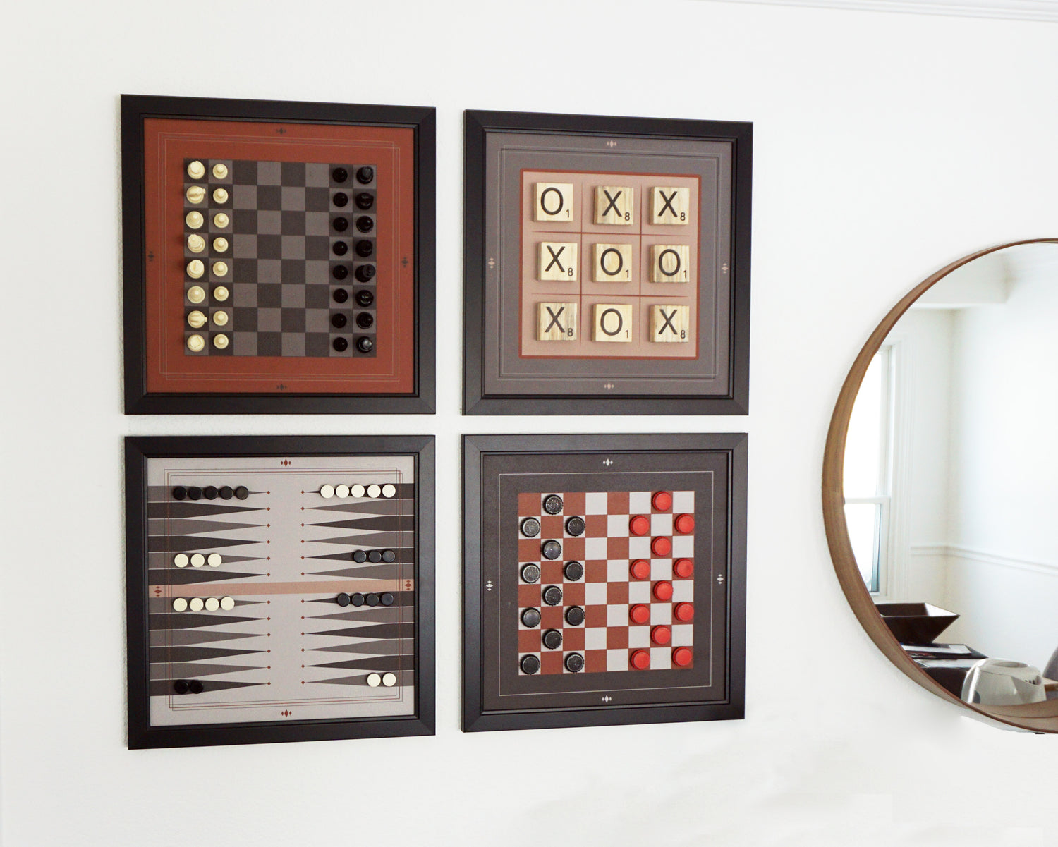 Set of 4 Magnetic Canvas Games: Chess | Backgammon | Checkers | Tic Tac Toe