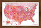 Framed Magnetic Travel Map XL - Red Sun