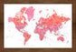 Framed Magnetic Travel Map XL - Red Sun