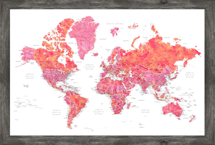 Red Framed Magnetic Travel Map