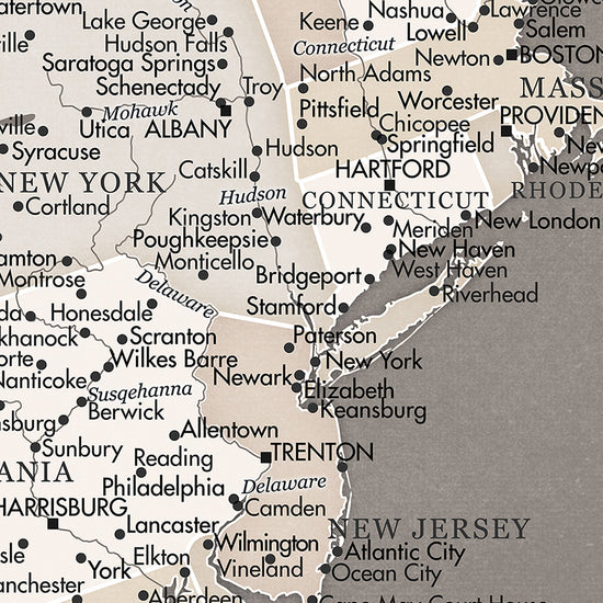 Framed Magnetic Travel Map - Taupe Tones