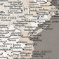Framed Magnetic Travel Map - Taupe Tones