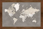 Framed Magnetic Travel Map Large - Taupe Tones
