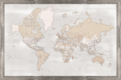Framed Magnetic Travel Map - Weathered Earth