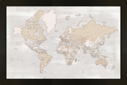 Framed Magnetic Travel Map Large - Weathered Earth