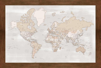 Framed Magnetic Travel Map Large - Weathered Earth