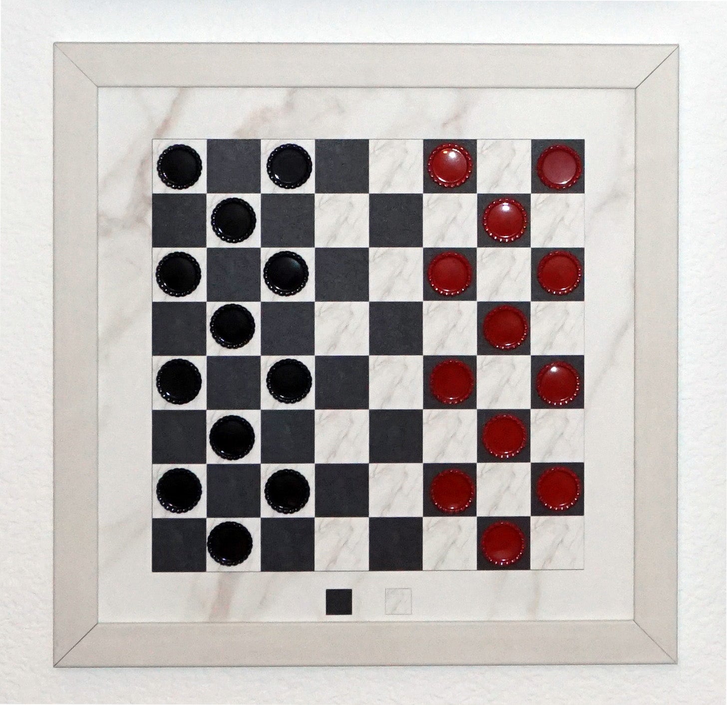 Checkerboard Game Board and Pieces - Style White