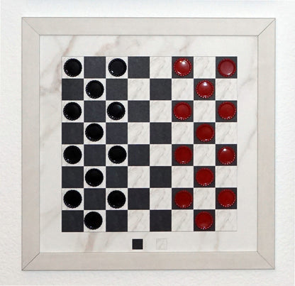 Checkerboard Game Board and Pieces - Style White
